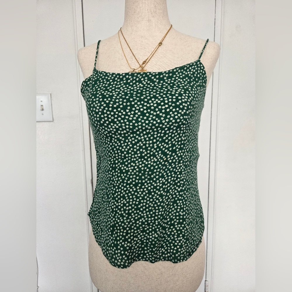 Reformation Green Camisole with White Dots